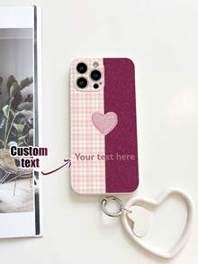 1pc Customizable White TPU Phone Case With Heart Pattern, 1pc White Heart-Shaped Lanyard Strap, Customized Text Phone Case, Anniversary Gift, Valentine's Day Gift, Birthday Gift, Wedding Gift, Best Friend Gift, Gift For Mom/Dad, Compatible With Apple/Android Phones - Multicolor - View 4
