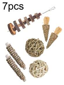 10 piezas Juguetes para roer de conejo, Juguetes para roer de hámster y conejo, Juguetes para roer naturales, Juguetes para roer de conejo y pájaro, Juguetes para limpiar los dientes, Juego de múltiples piezas, Set de 3 piezas, Set de 6 piezas, Set de 7 piezas, Set de 14 piezas, Set de 18 piezas, Set de 20 piezas, Regalo de juguetes para roer de animales pequeños - Multicolor - Ver 15