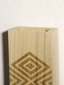 1pc Wood Geometric Pattern Wall Vase Set, Hanging Boho Wall Planter, Pattern Wooden Wall-Mounted Flower Pot, Indoor Home Decor Wall Vase, Stylish Design Wall Planter, Chic Wall Vase For Dried Flowers, Modern Boho Interior Wall Decor Vase, Elegant Wall-Mounted Plant Holder, Wood Wall Planter, Artistic Geometric Wood Wall Vase