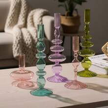 一套/1个手工彩色玻璃烛台，非常适合婚礼、烛光晚餐、家居装饰和房间装饰。我们希望这些玻璃烛台能点亮您的生活，为您和您的家人带来欢乐和幸福。它也是馈赠亲友、斋月用品、开斋节礼物、斋月装饰品等的理想之选。 - 多色 - 查看 3