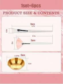 2/3/6/15/24/36/60件玫瑰金面膜刷套装，多种组合可选 - 包含4支扇形刷和4个面膜碗，尼龙刷毛，适用于护肤、面部护理和化妆 - 优雅的玫瑰金设计，适合所有浅肤色，护肤工具，时尚刷具设计，化妆刷，化妆碗，化妆刷，化妆套装，扇形刷，高光刷，化妆刷，面部护理刷，化妆刷，散粉刷，美容刷，化妆刷，面部护理刷，化妆笔，面膜刷，面膜涂抹器 - 彩色 - 查看 10