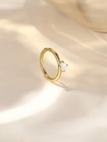 1Pc Flower 925 Sterling Silver Nasen Piercing Women Hiphop Punk Nose Piercing Classic Helix Cartilage For Daily Wear Party Christmas Gifts Fine Jewelry - Gold - View 3