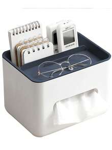 1pc 8.2" X 6.2" Multifunctional Desktop Storage Box, Tissue Box, Drawer Paper Box, Remote Control Organizer Rack, Office Desk Storage, Home & Office Supplies - 21*16*12.5 - View 7