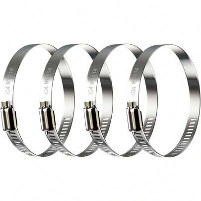 Abrazaderas Para Manguera de Acero Inoxidable 304 Ajustables,Paquete de 4 Clips de Manguera de Acero Inoxidable (91-114MM)