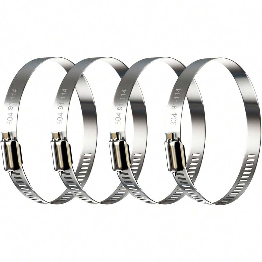 Abrazaderas Para Manguera de Acero Inoxidable 304 Ajustables,Paquete de 4 Clips de Manguera de Acero Inoxidable (91-114MM) - 289-311 mm - Ver 1