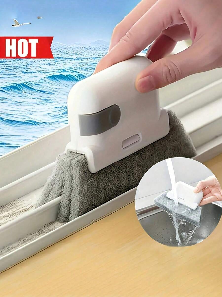 1pc Versatile Door & Window Track Cleaning Brush,Easy Grip Reusable,Groove Cleaner For Kitchens Bathrooms,Living Rooms, Ideal For Small Gaps & Frames,No Electricity Needed, Durable Plastic,Detachable Washable Head - Multicolor - View 1