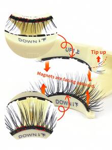 MAANGE 10pcs/Set Magnetic False Eyelashes With Storage Box, Half Eye & Outer Corner Lengthening, Natural & Lightweight. Reusable, No Glue Needed, Magnetic Adsorption, Mixed Styles Of Dense & Curly Lashes Suitable For Party & Cosplay, Reusable - Black - View 9