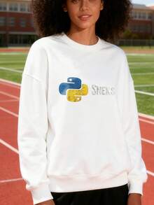 Python Programming Funny Programmer Python Logo Sneks Gift Long Sleeve - White - View 3
