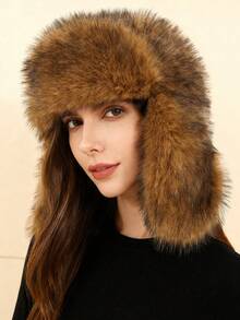 1 件女士双色加厚保暖内衬防风时尚休闲捕手帽，适合冬季、日常、滑雪、户外运动