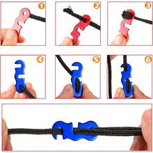 WADY Tensor de Cuerda de aleación de Aluminio, Ajustador de Guyline, Hebilla Antideslizante con Cordón ​ Sujetador de Cuerda para Tienda Hebilla de Paracaídas (Negro,) - Rojo - Ver 8