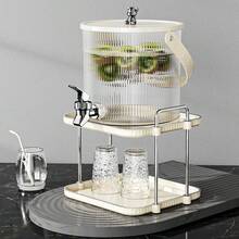 1pc New Luxury Double-Layer Cold Water Dispenser Rack, Desktop Juice Beverage Water Dispenser With Faucet, Drink Chiller Bucket, Beverage Dispenser - Beige - View 13