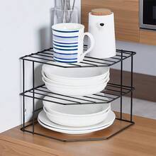 3-Tier Kitchen Organizers And Storage Shelves - Kitchen Cabinet Organizer - Kitchen Organizer Shelf - Corner Shelf Kitchen - Countertop Organizer - Plates & Dishes Organizer - Kitchen Rack