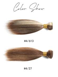 渐变漂白金发编织接发 #12/613 直发真人发，渐变棕色至金色直发真人发编织发片 #4/27，渐变棕色至金色直发真人发接发 #4/613，适合女性日常佩戴 - 彩色 - 查看 3