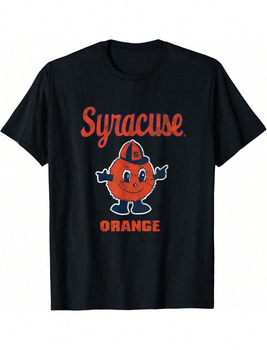 Syracuse Orange Vintage Mascot Graphic Tee - 100% Cotton Short Sleeve Shirt For College Sports Fans, School Spirit Wear - màu đen - Xem 1