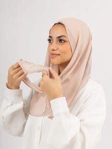1 pieza Hijab de unicolor clásico instantáneo para mujer, pañuelo para el cuello cosido previamente, estilo turbante ajustable, versátil y práctico, tela de gasa elástica, cómodo y transpirable, adecuado para uso diario, deportes, yoga - Multicolor - Ver 4