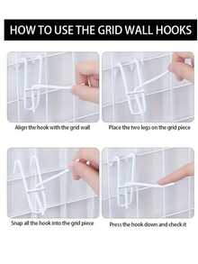 20/40pcs 4inch Grid Wall Hooks, Metal Pegboard Panels Hooks, Display Hook, Shelving Wall Hooks, Pegboard Pegs Board Tool, Space-Saving Tool Organizers For Home & Office Decoration, Jewelry Display Hooks, Black, White, 10cm/4in - 白色 - 查看 8