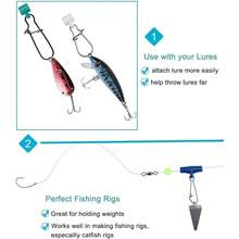 Plataformas de pesca para pesca de gato, 10/60 unidades, conectores de peso de plomada resistentes con cierre de doble bloqueo para agua salada, surf y pesca, pesca de gato, plataforma deslizante, - Tipo B_Transparente + 10 piezas - Ver 4