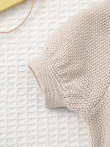 男婴休闲紧身针织短袖 Polo 领毛衣，夏季