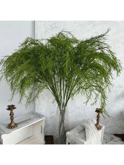 10pcs Artificial Fern Plants, Fake Green Plant Branches, Fern Plants, Artificial Flowers, Suitable For Valentine's Day Gift, Valentine's Day Decor, Wedding Decor, Home Decor, Room Decor, Wall Decor
