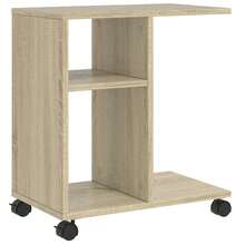 Side Table With Wheels Sonoma Oak 50x30x55 Cm Engineered Wood - Brown - View 3