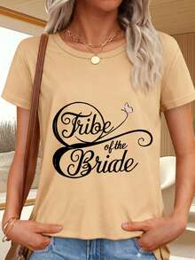 Bride Tribe Print T-Shirt For Bachelorette Party - Khaki - View 6