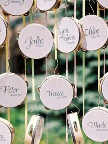 1/2 chiếc trống gỗ hai hàng có chuông kim loại - Nhạc cụ gõ lý tưởng cho đám cưới và tiệc tùng, món quà tuyệt vời nhất, trang trí đám cưới, trang trí nhà cửa, trang trí phòng, quà tặng tiệc, tiệc cô dâu, lễ tốt nghiệp, trang trí sinh nhật, trang trí tiệc, trang trí tiệc độc thân. - trắng - Xem 5