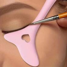 1 Stück rosa Silikon Eyeliner & Augenbrauen Formschablone, Eyeliner Schablonen-Werkzeug, wiederverwendbares multifunktionales Augen Make-up Set, geeignet für Eyeliner Stift, Augenbrauen, Lipliner, hocheffizientes Make-up Werkzeug
