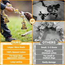 - Juguete extragrande de cuerda de perro de 6 nudos para masticadores agresivos de 40 pulgadas de algodn largo y resistente, juguete masticable para cachorros, razas grandes, perros casi - inicial - Ver 7