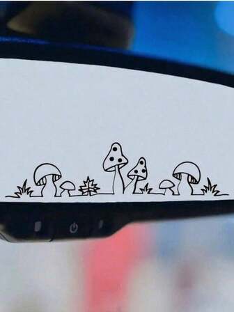 1pc Cute Little Mushroom Vinyl Sticker - Suitable For Car Rearview Mirror And Indoor/Outdoor Use