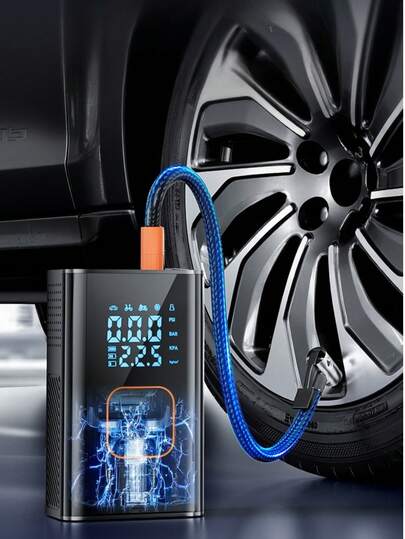 SUITU Bärbar däckpump med digital tryckmätare, 2000mAh 7.4V sladdlös luftpump för bilar, motorcyklar, , gummibåtar, leksaker etc. Julklapp, bästa valet för vänner