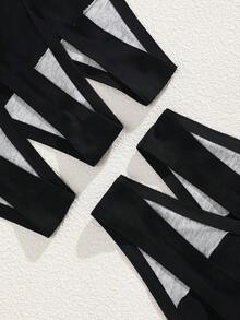 FINETOO 5pcs Ladies' Sexy Simple Seamless G-String, Black, Low Rise - Black - View 5