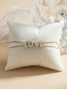 Minimalist Bubble Letter Love Chain Bracelet, Suitable For Daily Wear/Gift For Friends, Valentine's Day Gift - Love - View 6