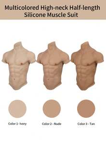 This Newly Upgraded High-Neck Silicone Muscle Suit Features A Floating Inner Lining Design, With Strong Water Absorption, Suitable For Home Wear, Halloween Party Events, And Cosplay. - Multicolor - View 1