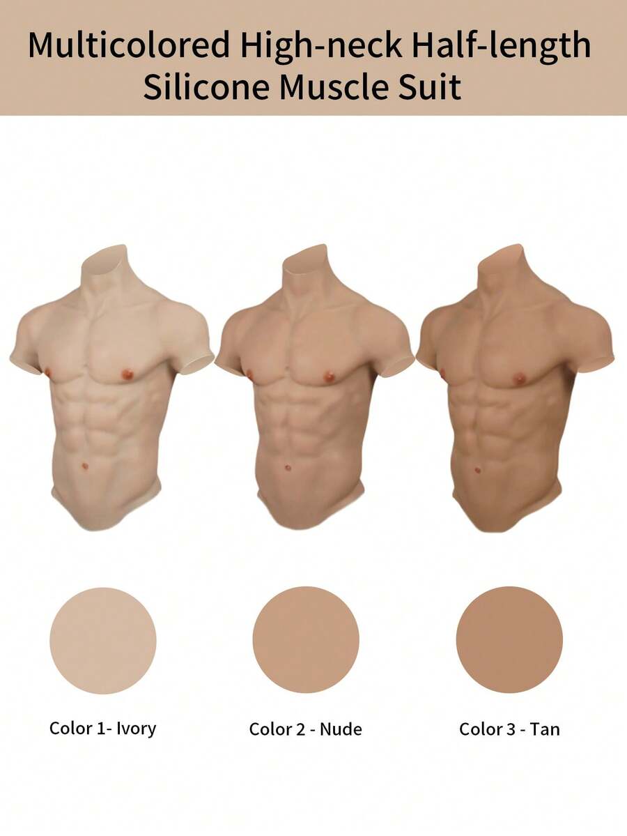 This Newly Upgraded High-Neck Silicone Muscle Suit Features A Floating Inner Lining Design, With Strong Water Absorption, Suitable For Home Wear, Halloween Party Events, And Cosplay. - Multicolor - View 1