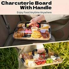 Bamboo Cheese Tray With Sealed Acrylic Lid, Portable Charcuterie Board, Multipurpose Snack Platter For Party, Camping, Picnic, Kitchen & Gifting - Medium-sized Wooden Pallet With Lid - View 6