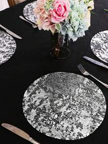 12/50/100pcs Disposable Gold Placemats, 13-Inch Round Metallic Mesh Table Mats, Foil-Pressed Table Coasters, Great For Table Setting, Wedding, Valentine's Day, Birthday Parties And Festival Decorations