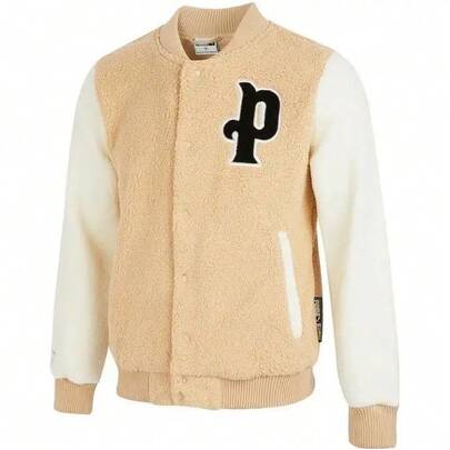 Puma 男士 2026 春季新款撞色仿羊羔绒拉链棒球夹克，536182-20