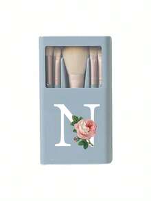 5pcs Portable Makeup Brush Set With Mirror, Rose White Letter A-Z Printed, Boxed Makeup Brush Set, Multi-Functional Makeup Brush Set With Mirror Case, Mini Multi-Functional Makeup Pencil, Foundation Brush, Eyeshadow Brush, Basic Makeup Tool Mixing Brush. Makeup Brush Organizer Includes Makeup Brushes, Convenient And Practical, Ideal Gift For Girls, Portable Travel Essentials, Travel Must-Have. - Multicolor - View 17