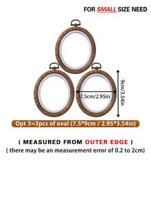 3pcs Mini Brown Faux Wood Grain Retro Vintage Style Handmade DIY Cross Stitch Hoops, Embroidery Frames, Dreamcatcher Hanging Rings, Made Of ABS Material With Copper Metal Hooks, Suitable For Home Decor, Wall Hanging, Halloween, Christmas, Bags, Clothes, Phones, Keys, Desks, Bedside, Car Accessories