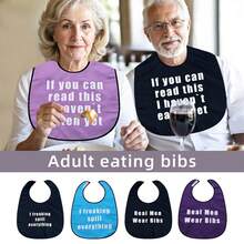 2 pièces Bavoirs pour adultes, essentiels pour les repas, faciles à porter et à réutiliser, décorés de lettres anglaises, conviennent aux restaurants, aux rassemblements et à un usage domestique, un cadeau amusant et chaleureux, parfait pour le mari, la femme, les grands-parents, la mère et le père