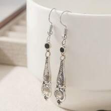 1 Đôi bông tai bạc phong cách Bohemian cổ điển thủ công - Bạc - Xem 4