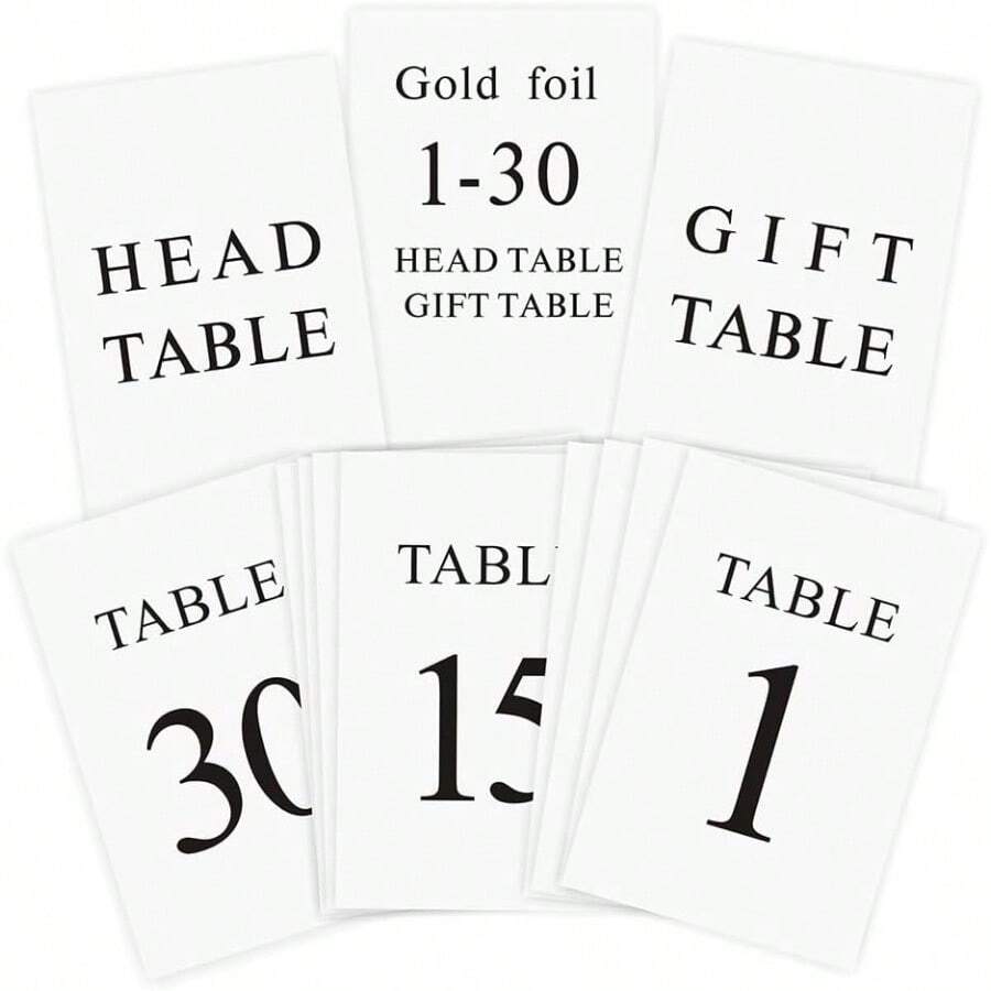Black Wedding Table Numbers 1-30 For Elegant Event Centerpiece Decorations Double Sided 4x6 Design With Number Tags And Matching Head Table Card Included Perfect For Bridal Shower Reception And Formal Wedding Party Settings - Style1 - 查看 1