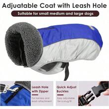 Ychamarra de invierno para perro chamarra de Navidad para perro con rayas reflectantes sueter impermeable con agujero para arnes chaleco de invierno calido para mascotas para perros pequeños medianos y extragrandes morado M - Mediano+Azul / Patchwork - Ver 3