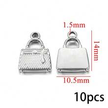 1/10pcs Stainless Steel Charm Set - 18K Golden Plated, Includes House, Tree Of Life, Butterfly, Sun, Bag, Crown, Flower & Shoe Pendants For DIY Jewelry Making - Multicolor - View 14