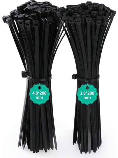 GeeRic 200 PCS Cinchos de Plastico, 200mm x 3.6mm+ 200mm x 4.8mm Sujeta Cables Nailon Fuerte Cintillos Bridas para Cables para Electricidad Bridas Multiusos para Oficina, Hogar, Exteriores