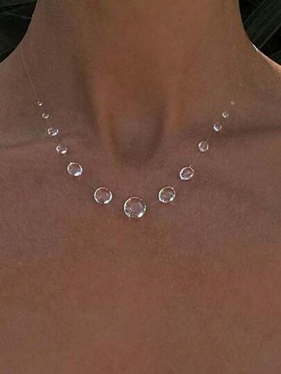 Collar transparente que flota sobre la clavícula como el rocío de la mañana + línea de pesca invisible hecha a mano, collar minimalista de moda con gota de agua imitada, estilo de gota de agua degradada, claridad traslúcida que supera al vidrio, diseño de nicho con sensación de goteo flotante, estilo fresco y vivo, traslúcido cristalino y puro, adecuado para múltiples ocasiones