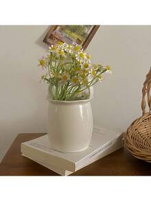 1pc Multi-Functional Ceramic Utensil Holder & Vase, With Handle Design Can Be Used As Flower Vase, Essential Kitchen & Home Utensil Organizer