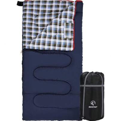 Cotton Flannel Sleeping Bag For Camping Backpacking, Adults Cold Weather Envelope Sleeping Bags With 2/3/4/6lbs Filling