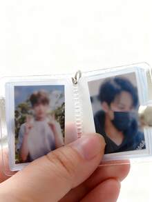 Shiny Mini DIY Photo Album With Keychain, Holds 16 Photos (1/2 Inch), For Storing Mementos And IDs. Student Backpack Insert Photo Album, Photo Organizer, Photo Card Holder, Minimalist Portable, Suitable As Wedding, Anniversary, Birthday And Valentine's Day Gift - Multicolor - View 6