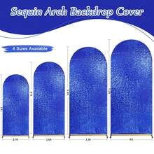 5英尺/6英尺/6.6英尺/7.2英尺拱形亮片背景幕布圆形CHIARA背景幕布，适用于婚礼、生日派对、摄影装饰（不含凳子） - 寶藍色 - 查看 2